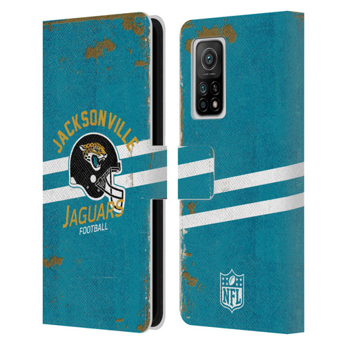 NFL Jacksonville Jaguars Logo Art Helmet Distressed Leather Book Wallet Case Cover For Xiaomi Mi 10T 5G