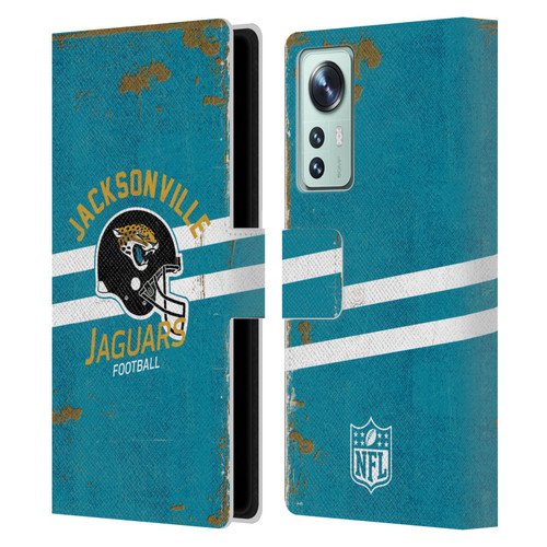 NFL Jacksonville Jaguars Logo Art Helmet Distressed Leather Book Wallet Case Cover For Xiaomi 12