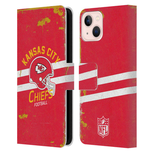 NFL Kansas City Chiefs Logo Art Helmet Distressed Leather Book Wallet Case Cover For Apple iPhone 13 NFL Kansas City Chiefs Logo Art Helmet Distressed Leather Book Wallet Case Cover For Apple iPhone 13