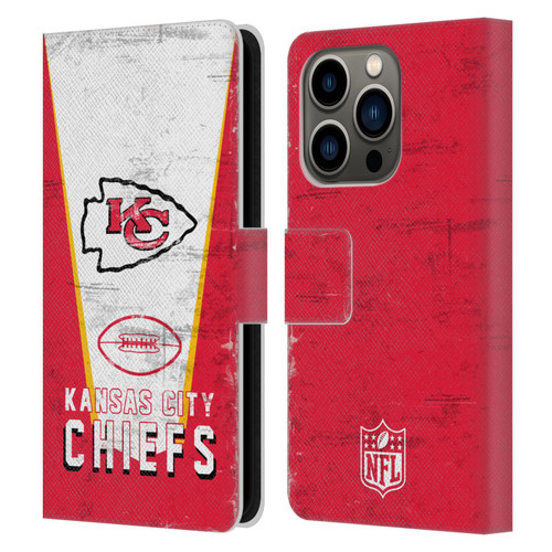 NFL Kansas City Chiefs Logo Art Banner Leather Book Wallet Case Cover For Apple iPhone 14 Pro