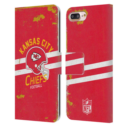 NFL Kansas City Chiefs Logo Art Helmet Distressed Leather Book Wallet Case Cover For Apple iPhone 7 Plus / iPhone 8 Plus