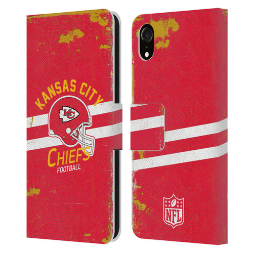 NFL Kansas City Chiefs Logo Art Helmet Distressed Leather Book Wallet Case Cover For Apple iPhone XR