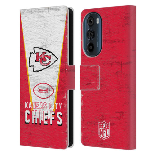 NFL Kansas City Chiefs Logo Art Banner Leather Book Wallet Case Cover For Motorola Edge 30