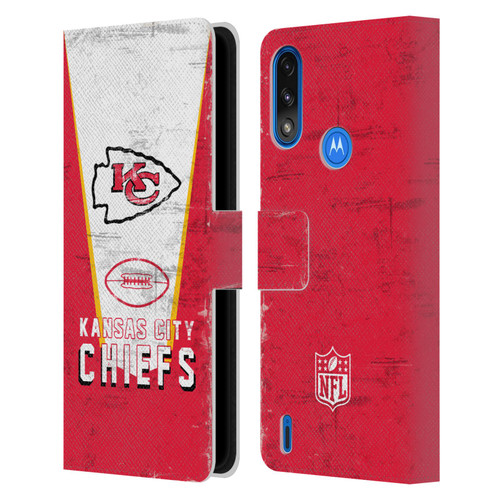 NFL Kansas City Chiefs Logo Art Banner Leather Book Wallet Case Cover For Motorola Moto E7 Power / Moto E7i Power