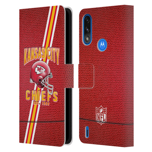 NFL Kansas City Chiefs Logo Art Football Stripes Leather Book Wallet Case Cover For Motorola Moto E7 Power / Moto E7i Power