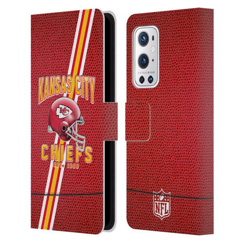 NFL Kansas City Chiefs Logo Art Football Stripes Leather Book Wallet Case Cover For OnePlus 9 Pro
