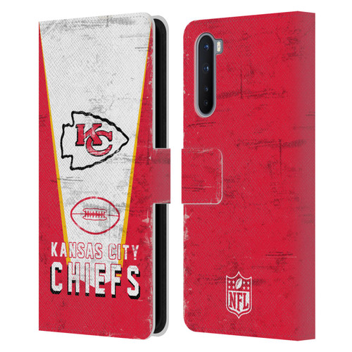 NFL Kansas City Chiefs Logo Art Banner Leather Book Wallet Case Cover For OnePlus Nord 5G