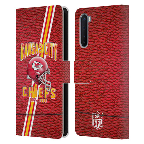 NFL Kansas City Chiefs Logo Art Football Stripes Leather Book Wallet Case Cover For OnePlus Nord 5G