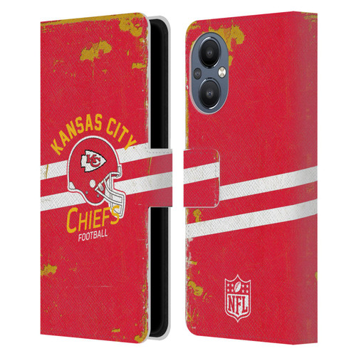 NFL Kansas City Chiefs Logo Art Helmet Distressed Leather Book Wallet Case Cover For OnePlus Nord N20 5G