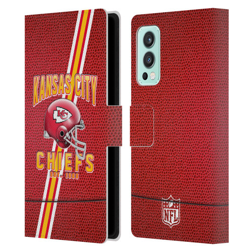 NFL Kansas City Chiefs Logo Art Football Stripes Leather Book Wallet Case Cover For OnePlus Nord 2 5G