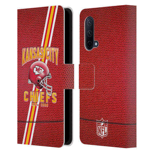 NFL Kansas City Chiefs Logo Art Football Stripes Leather Book Wallet Case Cover For OnePlus Nord CE 5G