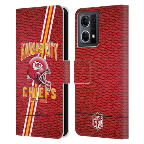 NFL Kansas City Chiefs Logo Art Football Stripes Leather Book Wallet Case Cover For OPPO Reno8 4G