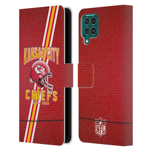 NFL Kansas City Chiefs Logo Art Football Stripes Leather Book Wallet Case Cover For Samsung Galaxy F62 (2021)