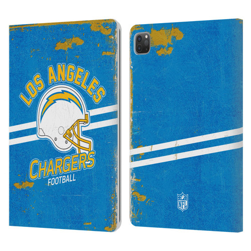 NFL Los Angeles Chargers Logo Art Helmet Distressed Leather Book Wallet Case Cover For Apple iPad Pro 11 2020 / 2021 / 2022