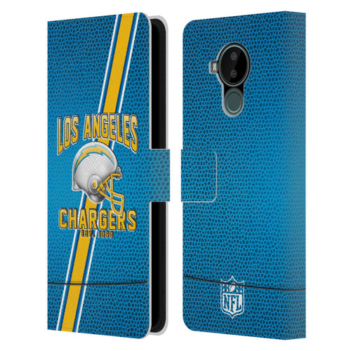NFL Los Angeles Chargers Logo Art Football Stripes Leather Book Wallet Case Cover For Nokia C30