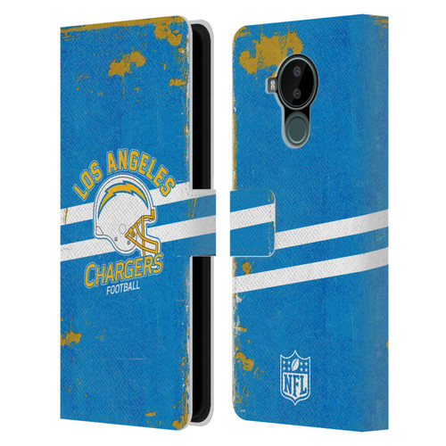 NFL Los Angeles Chargers Logo Art Helmet Distressed Leather Book Wallet Case Cover For Nokia C30