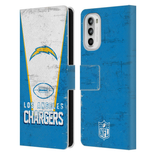 NFL Los Angeles Chargers Logo Art Banner Leather Book Wallet Case Cover For Motorola Moto G52