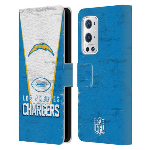 NFL Los Angeles Chargers Logo Art Banner Leather Book Wallet Case Cover For OnePlus 9 Pro