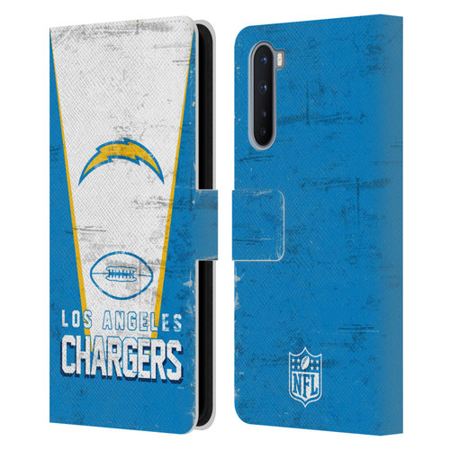 NFL Los Angeles Chargers Logo Art Banner Leather Book Wallet Case Cover For OnePlus Nord 5G