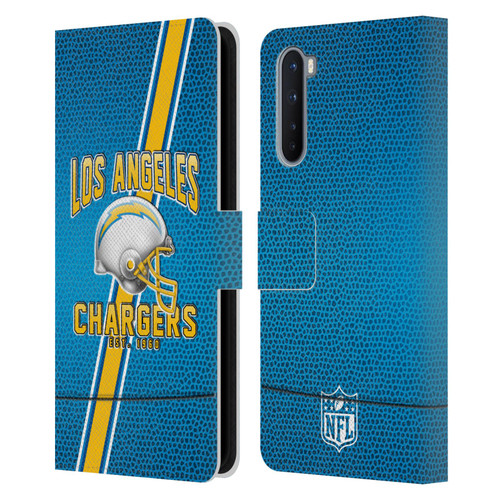 NFL Los Angeles Chargers Logo Art Football Stripes Leather Book Wallet Case Cover For OnePlus Nord 5G