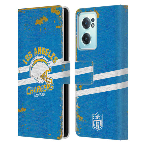 NFL Los Angeles Chargers Logo Art Helmet Distressed Leather Book Wallet Case Cover For OnePlus Nord CE 2 5G