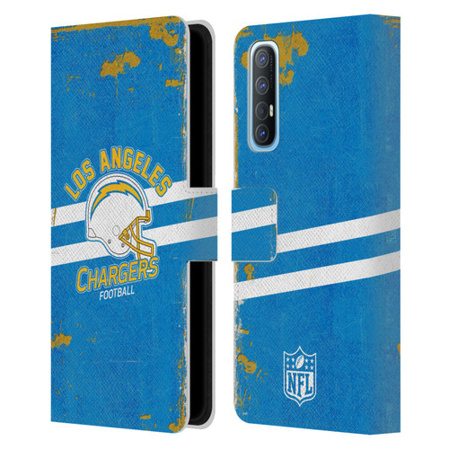 NFL Los Angeles Chargers Logo Art Helmet Distressed Leather Book Wallet Case Cover For OPPO Find X2 Neo 5G