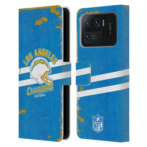NFL Los Angeles Chargers Logo Art Helmet Distressed Leather Book Wallet Case Cover For Xiaomi Mi 11 Ultra