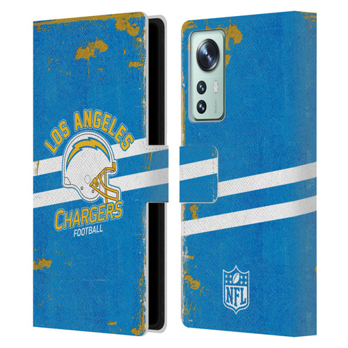 NFL Los Angeles Chargers Logo Art Helmet Distressed Leather Book Wallet Case Cover For Xiaomi 12