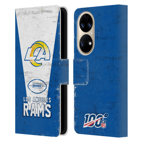 NFL Los Angeles Rams Logo Art Banner 100th Leather Book Wallet Case Cover For Huawei P50