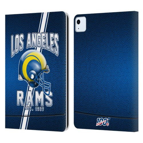 NFL Los Angeles Rams Logo Art Football Stripes 100th Leather Book Wallet Case Cover For Apple iPad Air 2020 / 2022