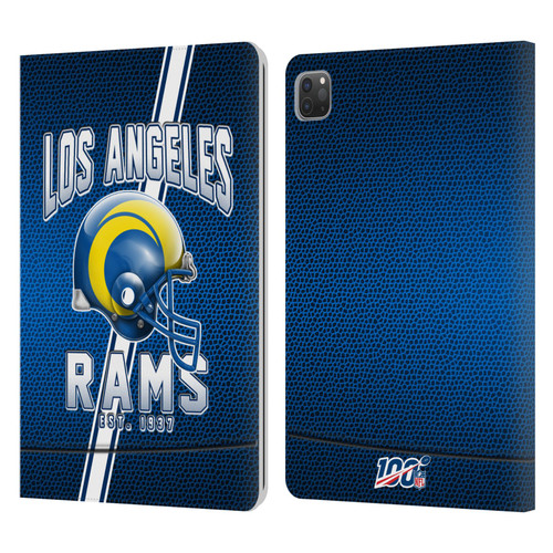 NFL Los Angeles Rams Logo Art Football Stripes 100th Leather Book Wallet Case Cover For Apple iPad Pro 11 2020 / 2021 / 2022