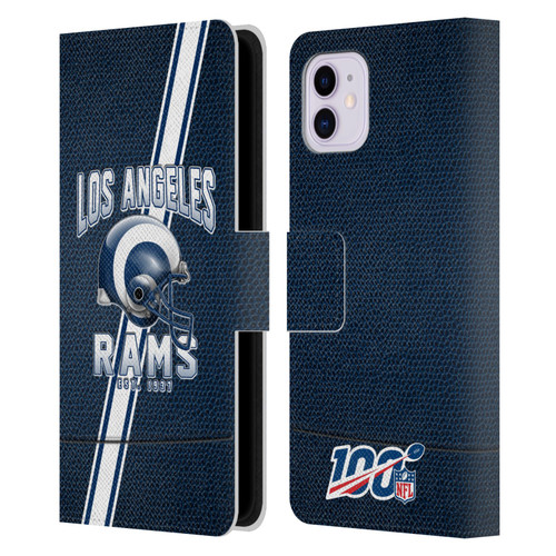 NFL Los Angeles Rams Logo Art Football Stripes 100th Leather Book Wallet Case Cover For Apple iPhone 11