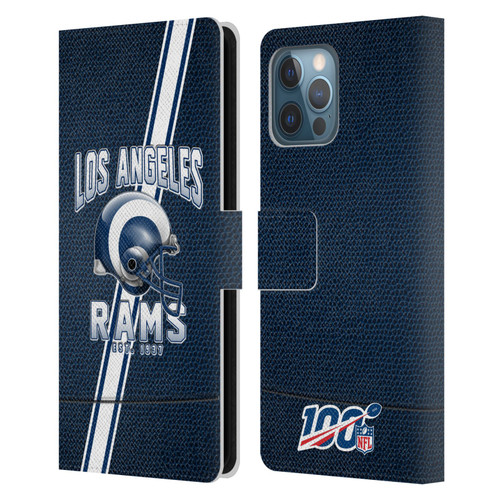 NFL Los Angeles Rams Logo Art Football Stripes 100th Leather Book Wallet Case Cover For Apple iPhone 12 Pro Max