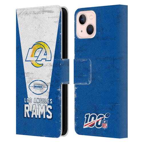 NFL Los Angeles Rams Logo Art Banner 100th Leather Book Wallet Case Cover For Apple iPhone 13