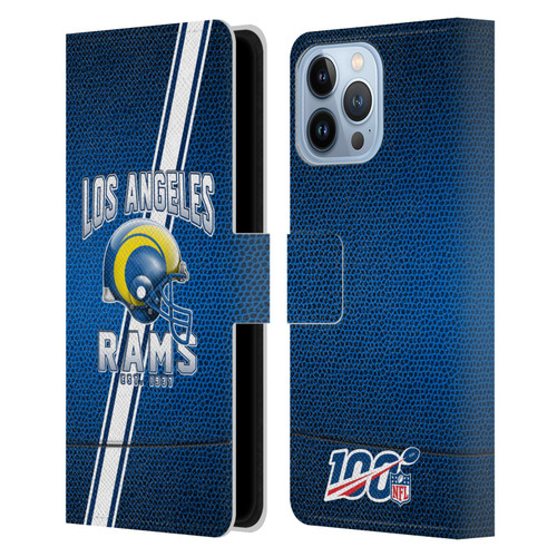 NFL Los Angeles Rams Logo Art Football Stripes 100th Leather Book Wallet Case Cover For Apple iPhone 13 Pro Max