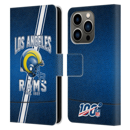 NFL Los Angeles Rams Logo Art Football Stripes 100th Leather Book Wallet Case Cover For Apple iPhone 14 Pro