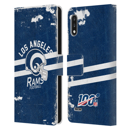 NFL Los Angeles Rams Logo Art Helmet Distressed Look 100th Leather Book Wallet Case Cover For LG K22