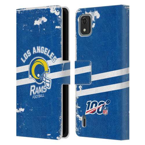 NFL Los Angeles Rams Logo Art Helmet Distressed Look 100th Leather Book Wallet Case Cover For Nokia C2 2nd Edition