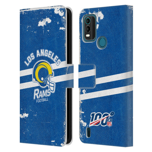 NFL Los Angeles Rams Logo Art Helmet Distressed Look 100th Leather Book Wallet Case Cover For Nokia G11 Plus