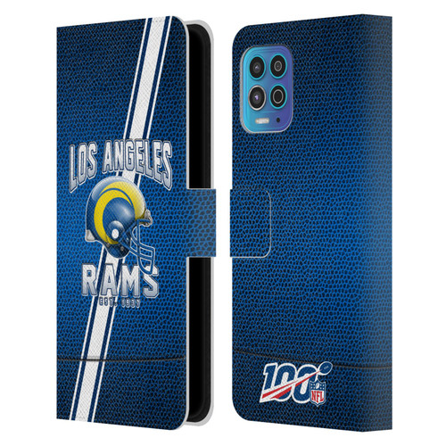 NFL Los Angeles Rams Logo Art Football Stripes 100th Leather Book Wallet Case Cover For Motorola Moto G100