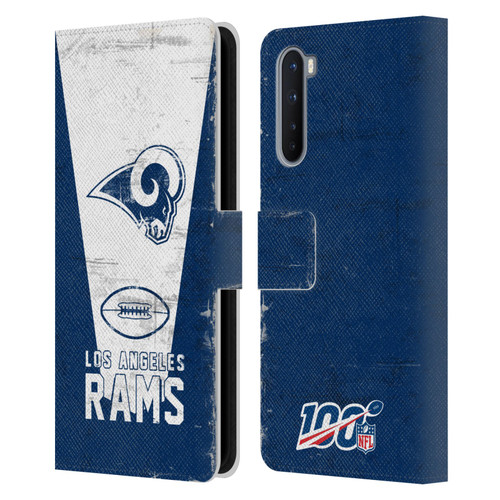 NFL Los Angeles Rams Logo Art Banner 100th Leather Book Wallet Case Cover For OnePlus Nord 5G