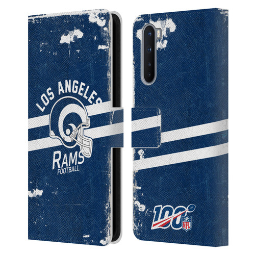 NFL Los Angeles Rams Logo Art Helmet Distressed Look 100th Leather Book Wallet Case Cover For OnePlus Nord 5G
