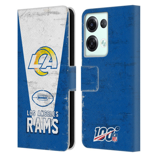 NFL Los Angeles Rams Logo Art Banner 100th Leather Book Wallet Case Cover For OPPO Reno8 Pro