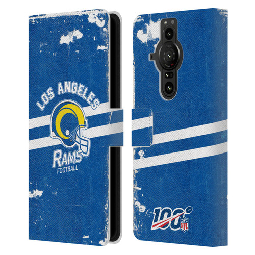NFL Los Angeles Rams Logo Art Helmet Distressed Look 100th Leather Book Wallet Case Cover For Sony Xperia Pro-I