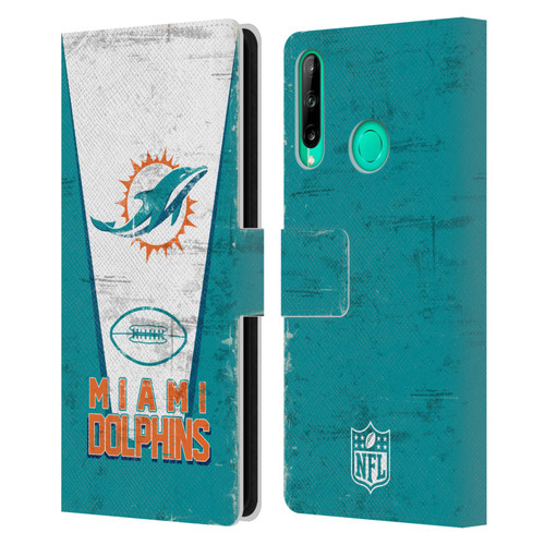 NFL Miami Dolphins Logo Art Banner Leather Book Wallet Case Cover For Huawei P40 lite E