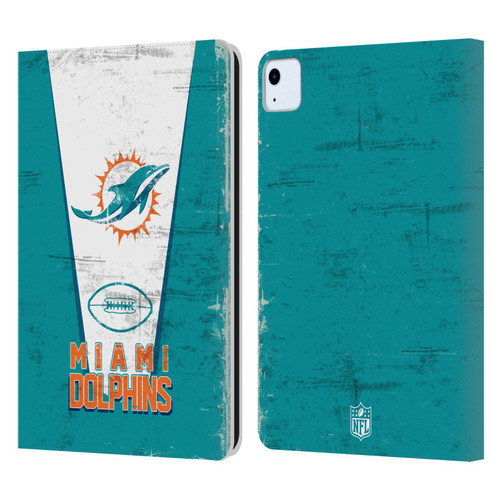 NFL Miami Dolphins Logo Art Banner Leather Book Wallet Case Cover For Apple iPad Air 2020 / 2022