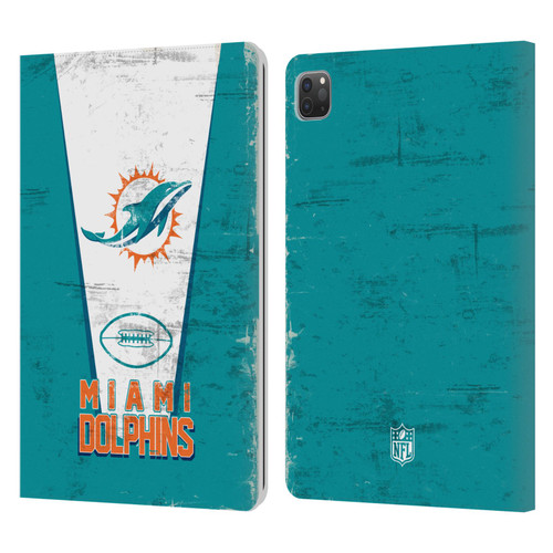 NFL Miami Dolphins Logo Art Banner Leather Book Wallet Case Cover For Apple iPad Pro 11 2020 / 2021 / 2022