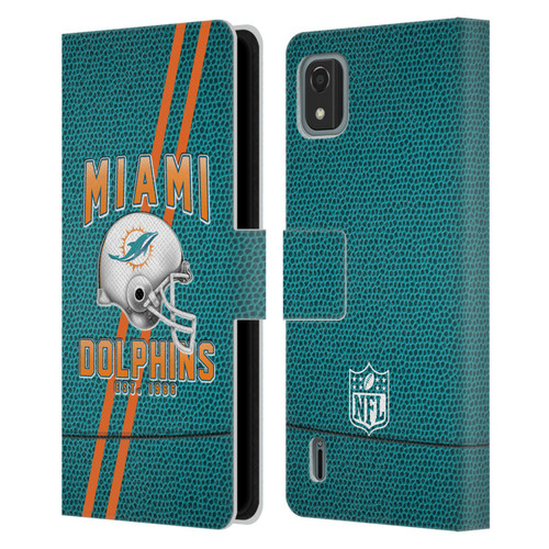 NFL Miami Dolphins Logo Art Football Stripes Leather Book Wallet Case Cover For Nokia C2 2nd Edition