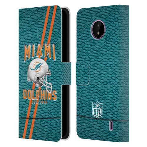 NFL Miami Dolphins Logo Art Football Stripes Leather Book Wallet Case Cover For Nokia C10 / C20