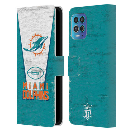 NFL Miami Dolphins Logo Art Banner Leather Book Wallet Case Cover For Motorola Moto G100